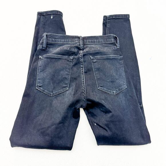 Frame Le High Skinny Portofino Black Indigo Ripped Denim Jeans Size 25 - Picture 5 of 8